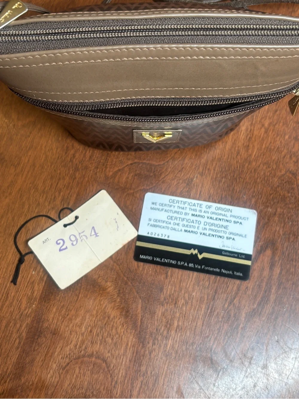 Mario Valentino Brown and Taupe Monogram Crossbody